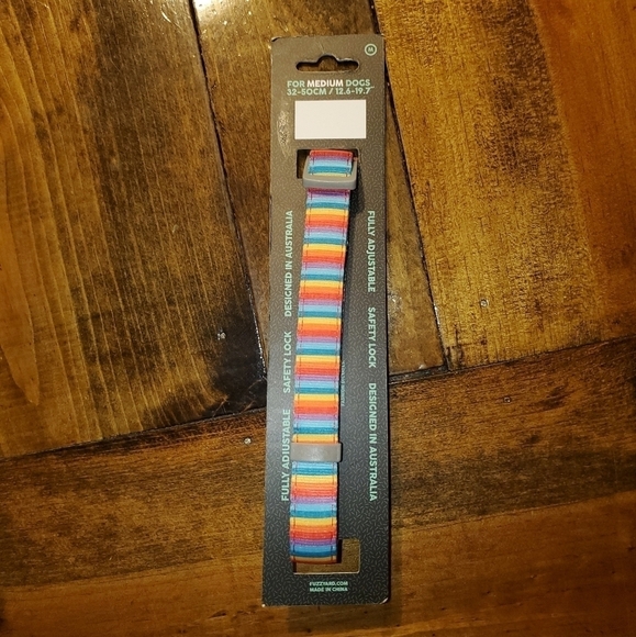 Fuzz Yard Adjustable Rainbow Stripes Dog Collar Medium New - Picture 7 of 8